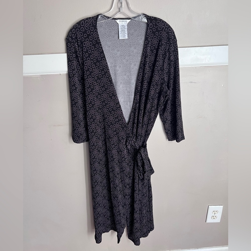 George Black and Gray Patterned Women's Wrap Dress Size 12/14